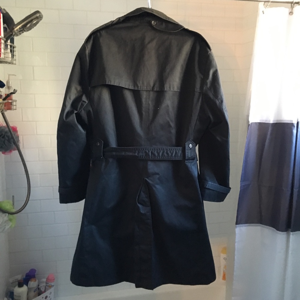 70s black vinyl trench coat